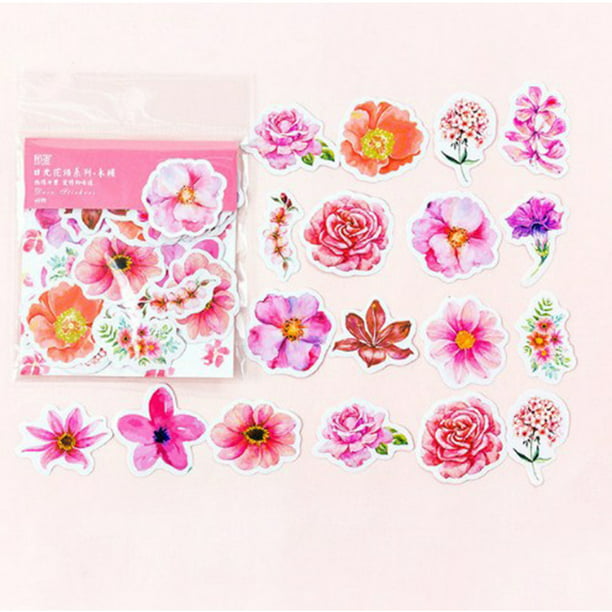 45Pcs Journal Kawaii Diary Decor Flower Stickers Scrapbooking Stationery Supply 